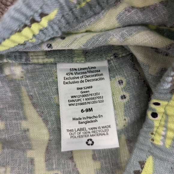 Wonder nation crocodile print linen blend shorts green 6-9 months - Picture 4 of 4